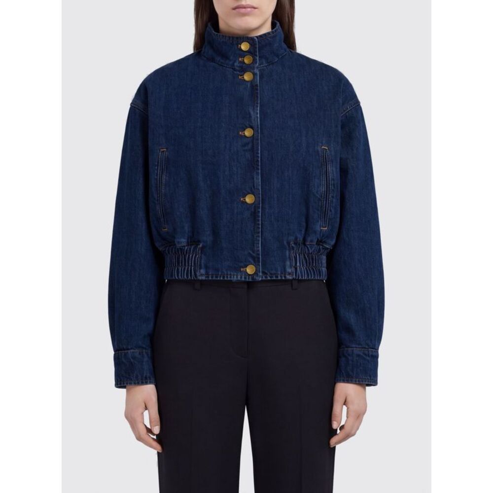 Jil Sander Women Jil Sander Cropped Relaxed Fit Cotton Denim Bomber Jacket